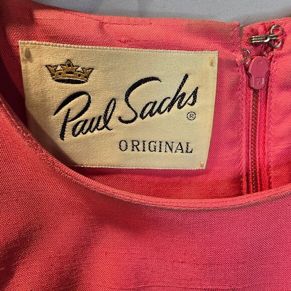 Vintage 40's-50's Paul Sachs Original Dress Pink Size 18 Matching Belt - Picture 3 of 16